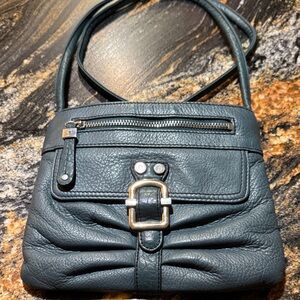 Etienne Aigner Dark Teal Pebbled Leather Shoulder Bag